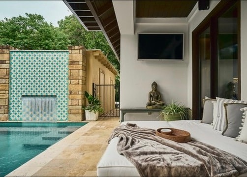 Property for sale — bedroom with pool view